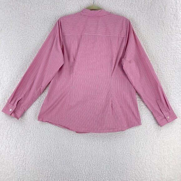 J. Jill Pink Striped Button-Up Shirt‎ Womens Long Sleeve Stretch Size Large - Picture 12 of 16